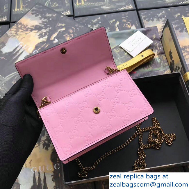 Gucci Signature Leather Mini Bag With Cherries 481291 Pink 2018 - Click Image to Close