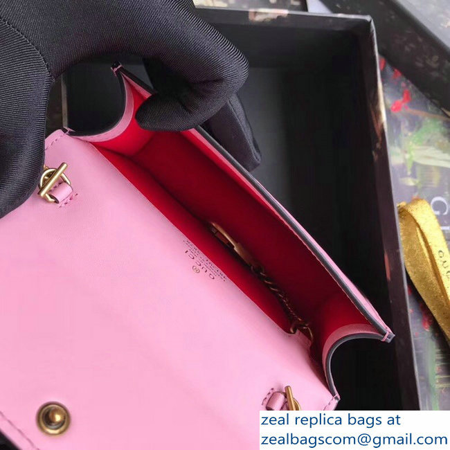 Gucci Signature Leather Mini Bag With Cherries 481291 Pink 2018 - Click Image to Close