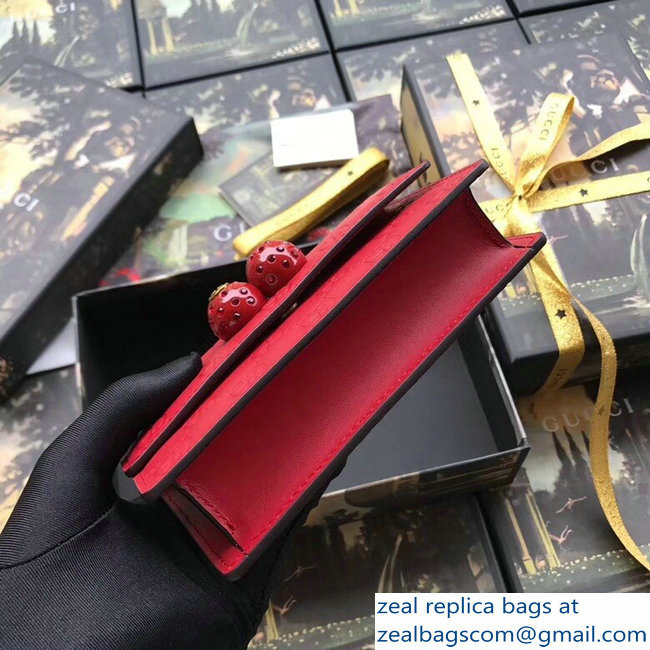 Gucci Signature Leather Mini Bag With Cherries 481291 Red 2018 - Click Image to Close
