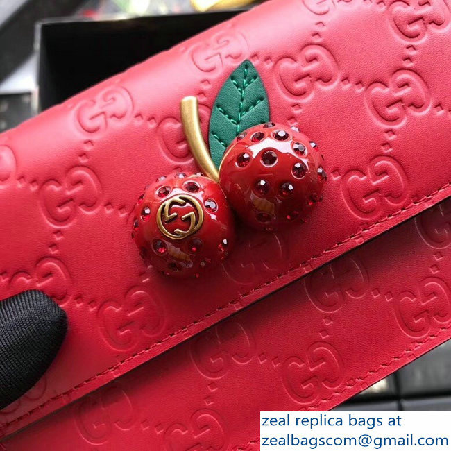 Gucci Signature Leather Mini Bag With Cherries 481291 Red 2018