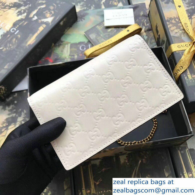 Gucci Signature Leather Mini Bag With Cherries 481291 White 2018 - Click Image to Close