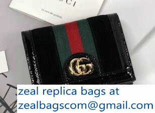 Gucci Suede Ophidia Card Case 523155 Black 2018 - Click Image to Close