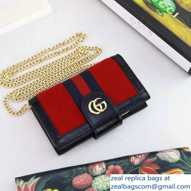 Gucci Suede Ophidia Chain IPhone 7/8 Case 523163 Red 2018 - Click Image to Close
