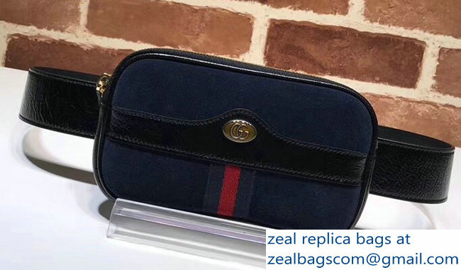 Gucci Web Suede Ophidia Belted IPhone Case Bag 519308 Dark Blue 2018