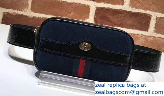 Gucci Web Suede Ophidia Belted IPhone Case Bag 519308 Dark Blue 2018 - Click Image to Close