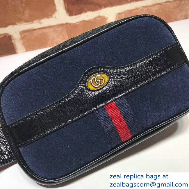 Gucci Web Suede Ophidia Belted IPhone Case Bag 519308 Dark Blue 2018