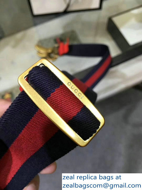 Gucci Width 4cm Blue/Red Web Belt with Bee 453277