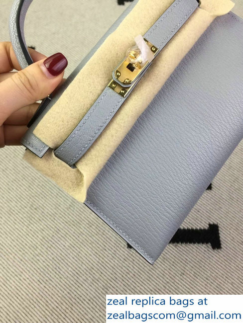 Hermes Chevre Mysore Leather Kelly 20 Mini Bag Baby Blue