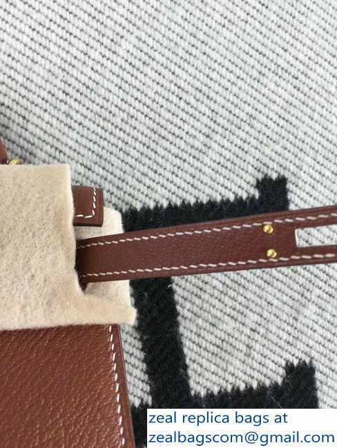 Hermes Chevre Mysore Leather Kelly 20 Mini Bag Brown