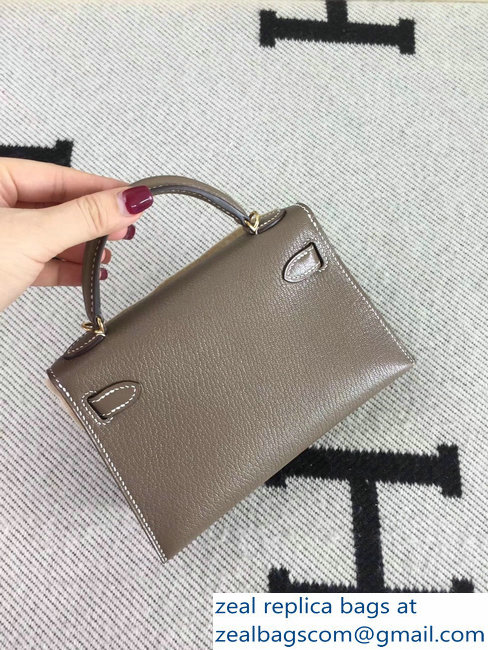 Hermes Chevre Mysore Leather Kelly 20 Mini Bag Etoupe - Click Image to Close