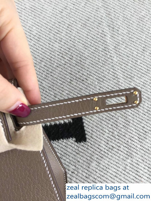 Hermes Chevre Mysore Leather Kelly 20 Mini Bag Etoupe - Click Image to Close