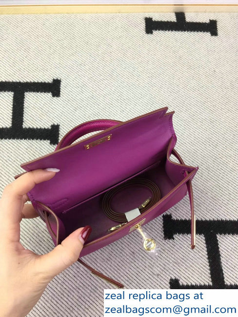 Hermes Chevre Mysore Leather Kelly 20 Mini Bag Fuchsia