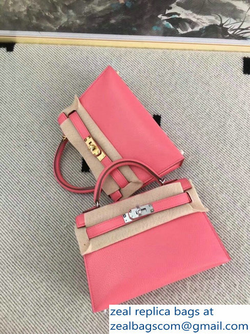 Hermes Chevre Mysore Leather Kelly 20 Mini Bag Peach