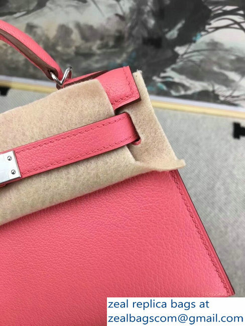 Hermes Chevre Mysore Leather Kelly 20 Mini Bag Peach