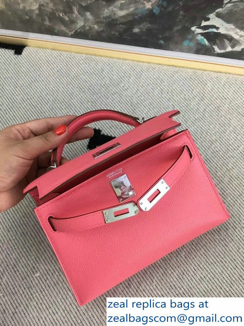Hermes Chevre Mysore Leather Kelly 20 Mini Bag Peach