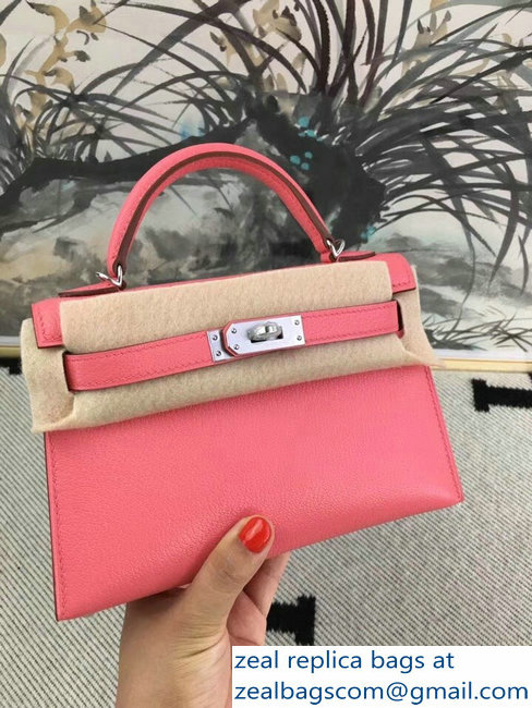 Hermes Chevre Mysore Leather Kelly 20 Mini Bag Peach