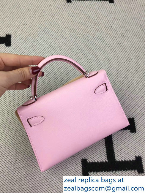 Hermes Chevre Mysore Leather Kelly 20 Mini Bag Pink