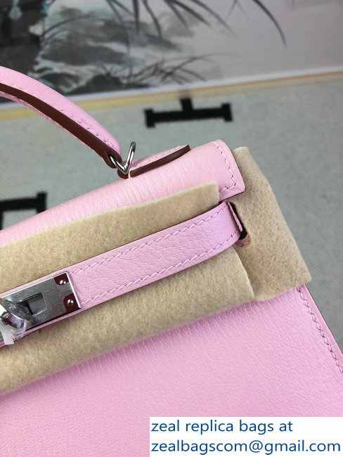 Hermes Chevre Mysore Leather Kelly 20 Mini Bag Pink