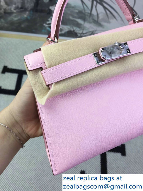 Hermes Chevre Mysore Leather Kelly 20 Mini Bag Pink