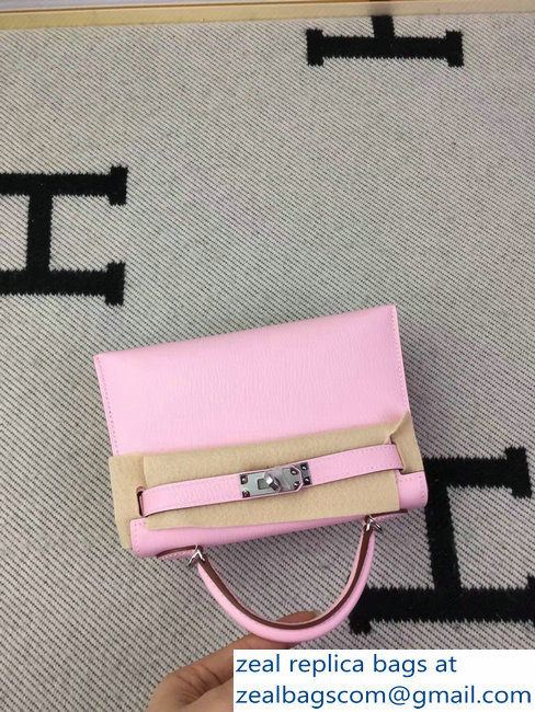 Hermes Chevre Mysore Leather Kelly 20 Mini Bag Pink