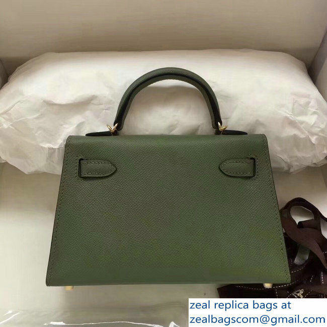 Hermes Kelly 20 Mini II Bag Original Epsom Leather Army Green