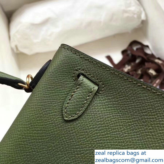 Hermes Kelly 20 Mini II Bag Original Epsom Leather Army Green - Click Image to Close