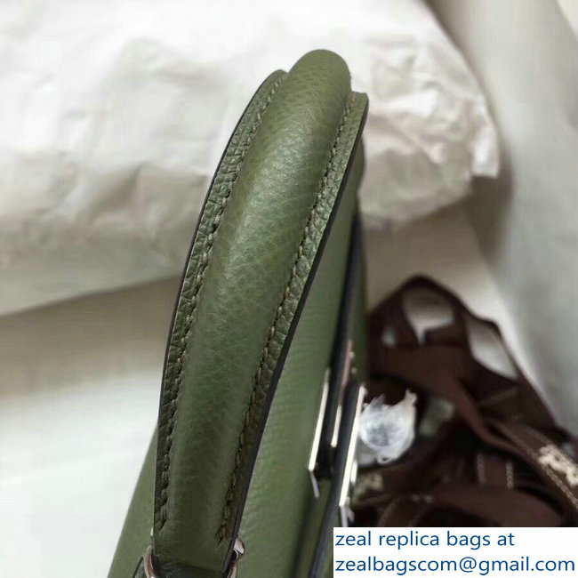 Hermes Kelly 20 Mini II Bag Original Epsom Leather Army Green - Click Image to Close