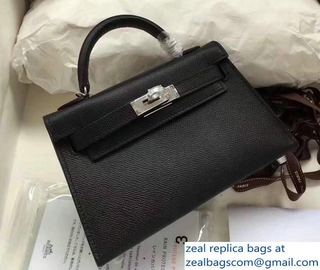 Hermes Kelly 20 Mini II Bag Original Epsom Leather Black - Click Image to Close