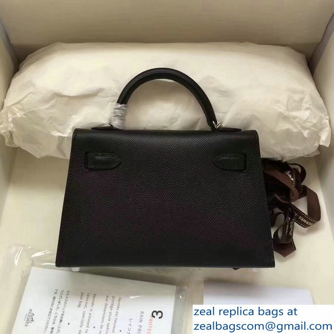 Hermes Kelly 20 Mini II Bag Original Epsom Leather Black - Click Image to Close