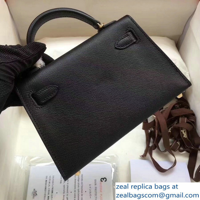 Hermes Kelly 20 Mini II Bag Original Epsom Leather Black - Click Image to Close