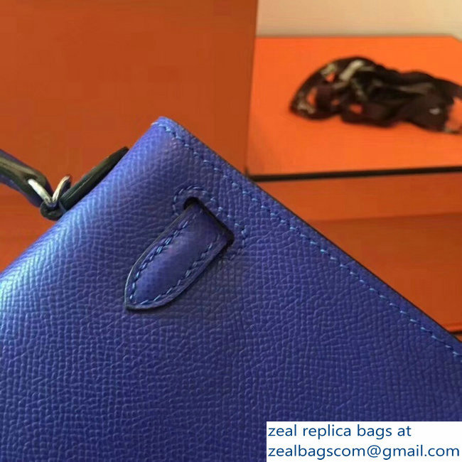 Hermes Kelly 20 Mini II Bag Original Epsom Leather Blue