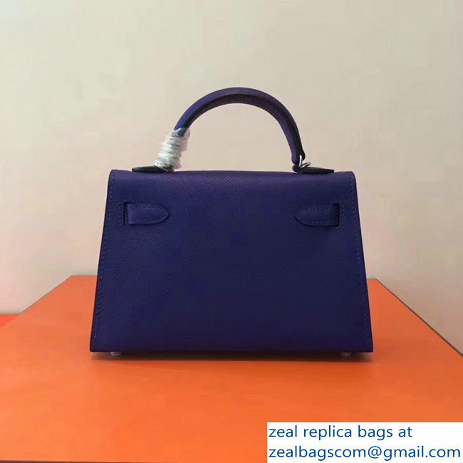 Hermes Kelly 20 Mini II Bag Original Epsom Leather Blue
