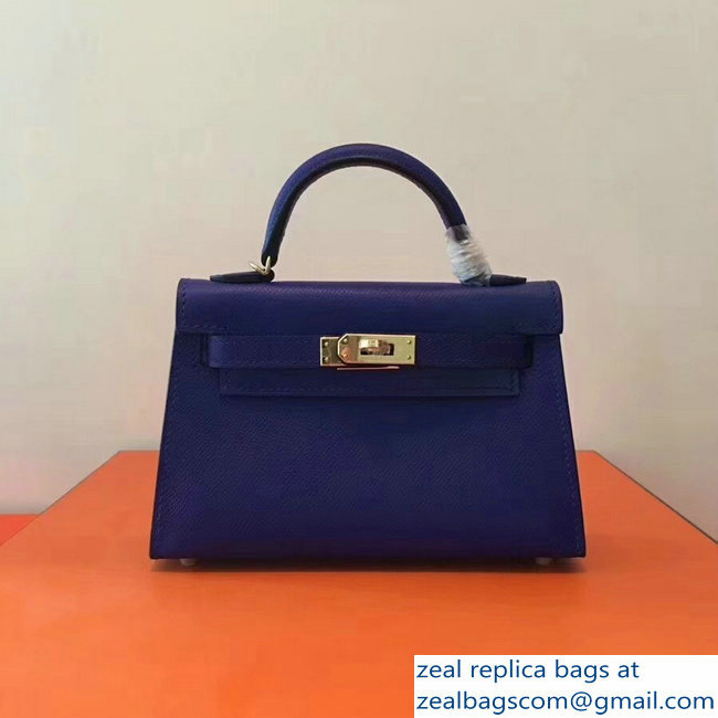 Hermes Kelly 20 Mini II Bag Original Epsom Leather Blue