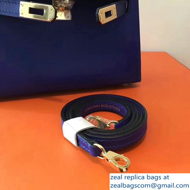 Hermes Kelly 20 Mini II Bag Original Epsom Leather Blue