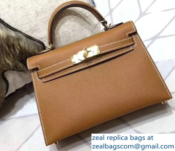 Hermes Kelly 20 Mini II Bag Original Epsom Leather Brown