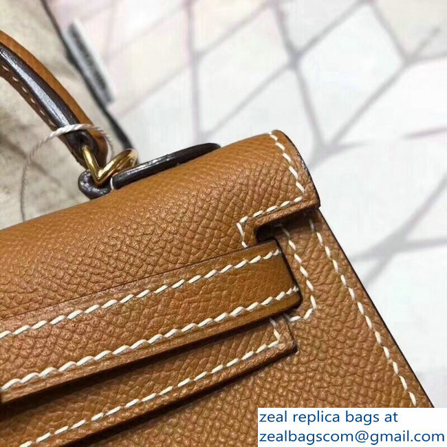 Hermes Kelly 20 Mini II Bag Original Epsom Leather Brown