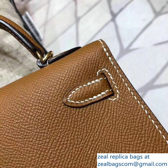 Hermes Kelly 20 Mini II Bag Original Epsom Leather Brown