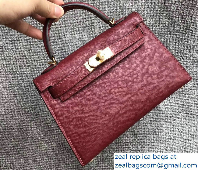 Hermes Kelly 20 Mini II Bag Original Epsom Leather Burgundy