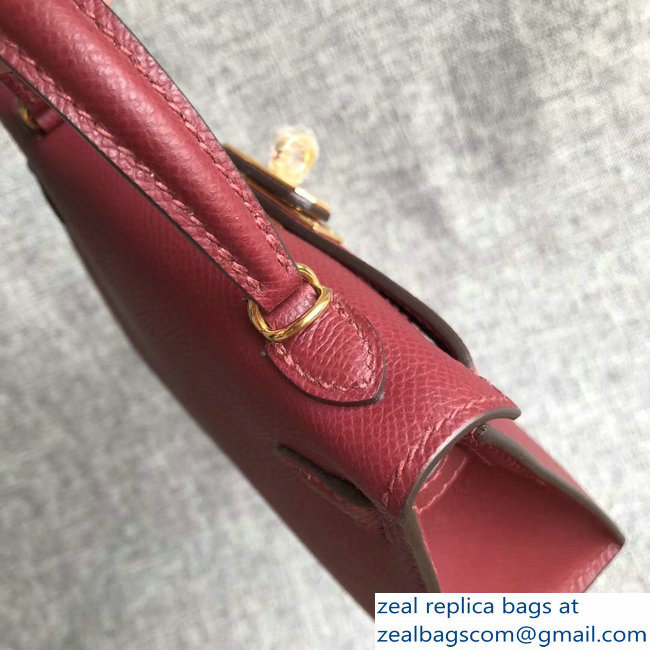 Hermes Kelly 20 Mini II Bag Original Epsom Leather Burgundy