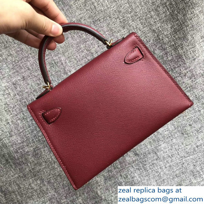 Hermes Kelly 20 Mini II Bag Original Epsom Leather Burgundy