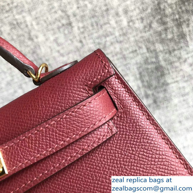 Hermes Kelly 20 Mini II Bag Original Epsom Leather Burgundy