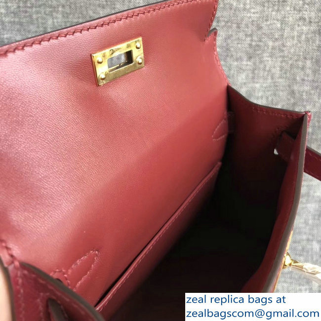 Hermes Kelly 20 Mini II Bag Original Epsom Leather Burgundy