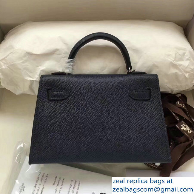 Hermes Kelly 20 Mini II Bag Original Epsom Leather Dark Blue