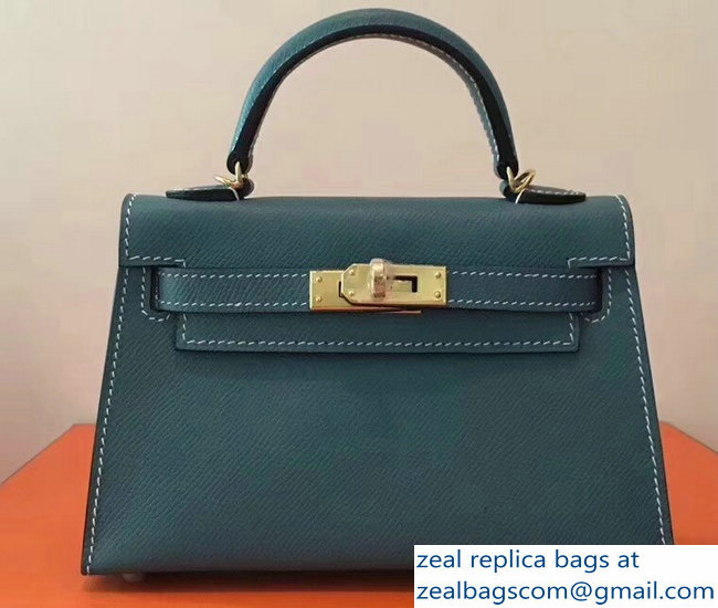 Hermes Kelly 20 Mini II Bag Original Epsom Leather Emerald Green