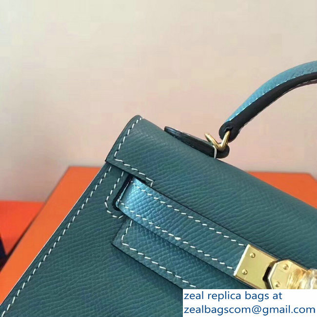 Hermes Kelly 20 Mini II Bag Original Epsom Leather Emerald Green