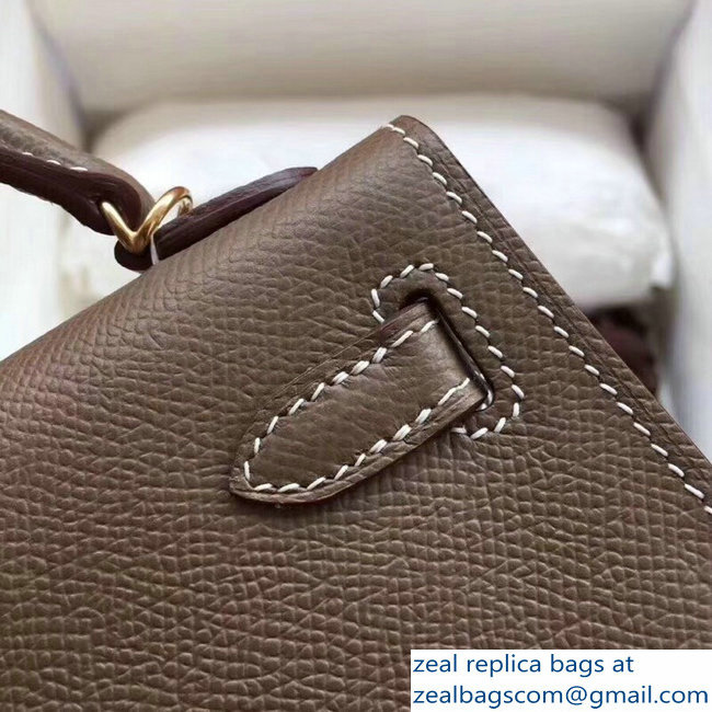 Hermes Kelly 20 Mini II Bag Original Epsom Leather Etoupe
