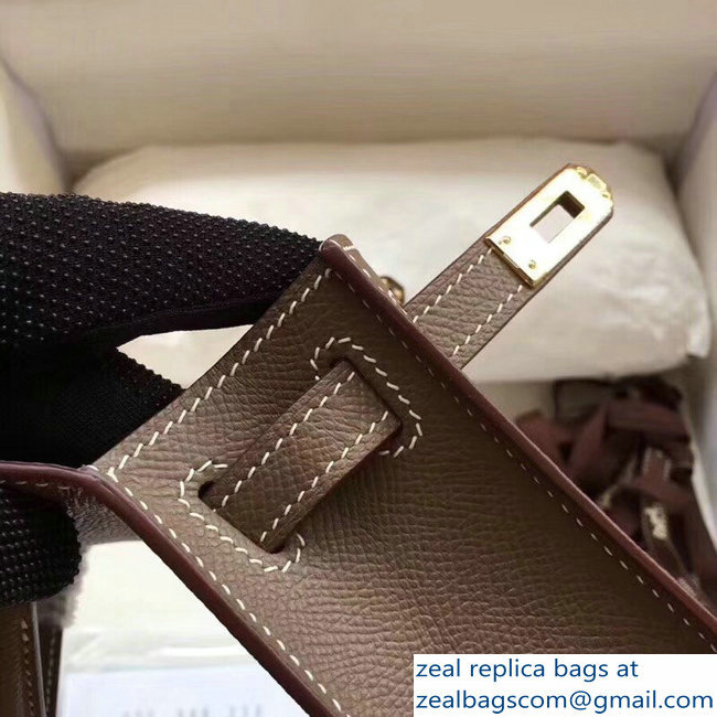 Hermes Kelly 20 Mini II Bag Original Epsom Leather Etoupe