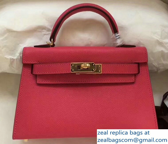 Hermes Kelly 20 Mini II Bag Original Epsom Leather Fuchsia