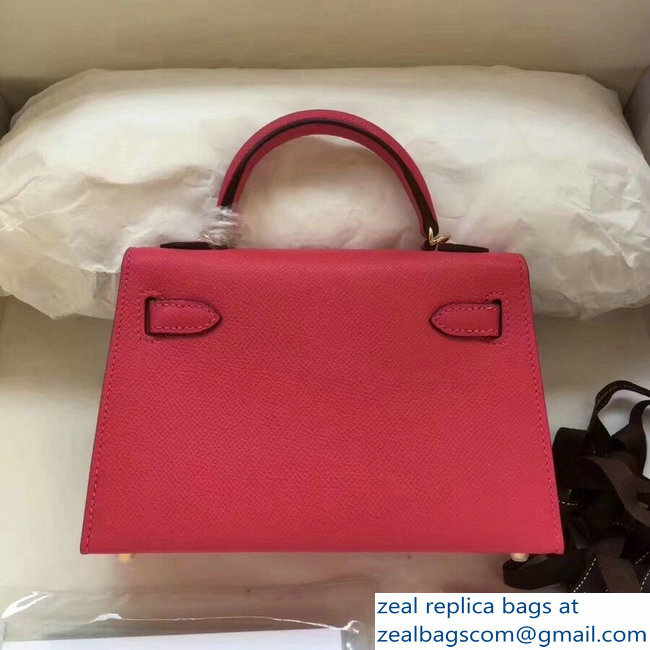 Hermes Kelly 20 Mini II Bag Original Epsom Leather Fuchsia - Click Image to Close