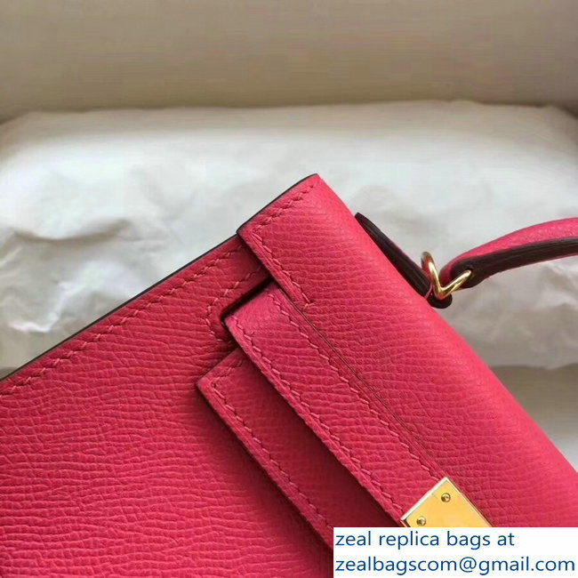 Hermes Kelly 20 Mini II Bag Original Epsom Leather Fuchsia - Click Image to Close